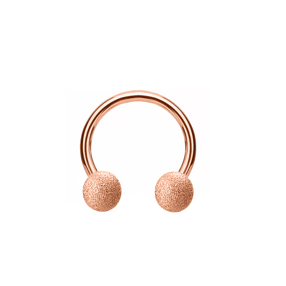 Steel 316L Rose Gold PVD Titanium Coated Circular Barbell with Sandblasted Screwballs - 16GA(1.2mm) 