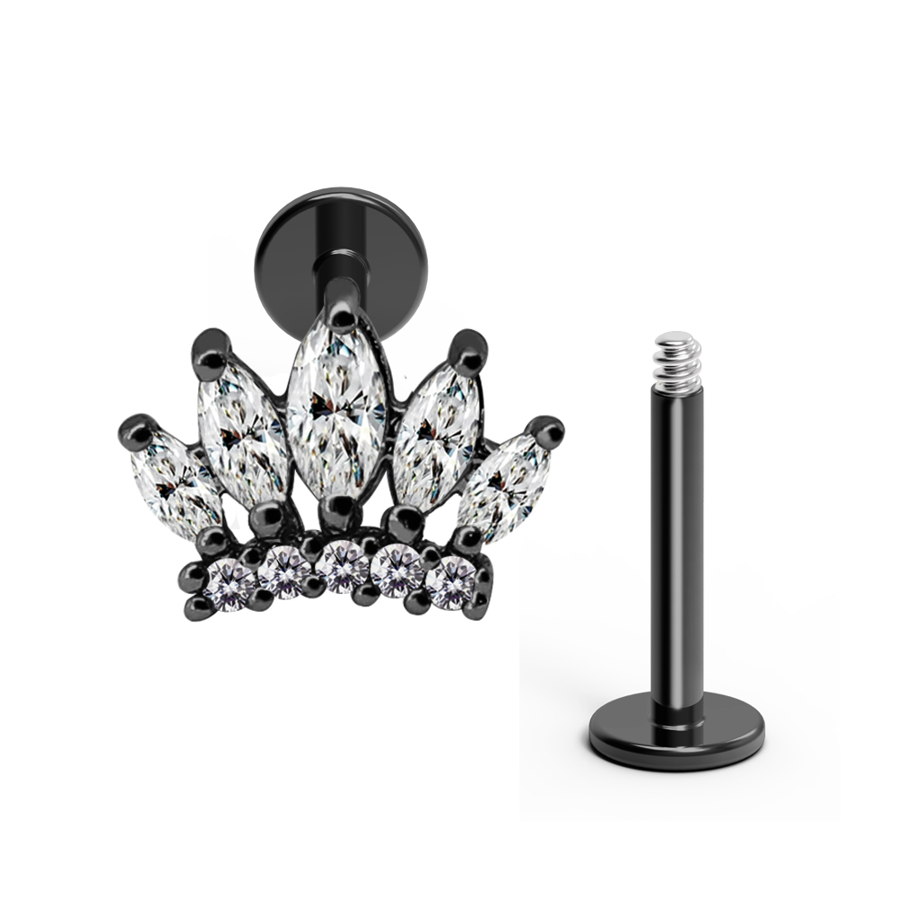 Steel 316L Helix Labret in Fashion Design with Crystals - CC-Crystal Clear - 16GA(1.2mm)