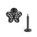 Steel 316L Helix Labret in Butterfly Design with Crystals - CC-Crystal Clear - 16GA(1.2mm) 