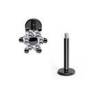 Steel 316L Helix Labret in Flower Design with Crystals - CC-Crystal Clear - 16GA(1.2mm) 