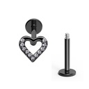 Steel 316L Helix Labret in Heart Design with Crystals - CC-Crystal Clear - 16GA(1.2mm)  