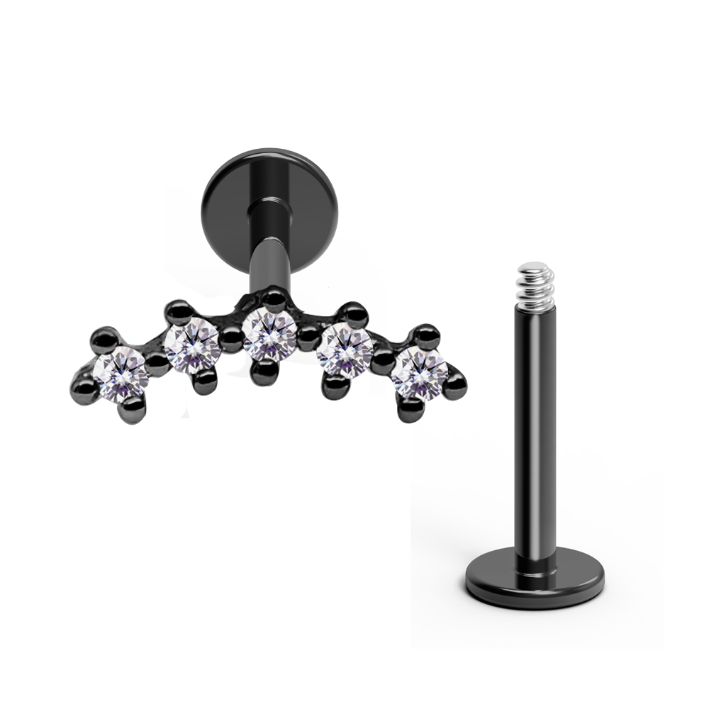 Steel 316L Helix Labret in Fashion Design with Crystals - CC-Crystal Clear - 16GA(1.2mm)    