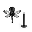 Steel 316L Helix Labret in Dragonfly Design with Crystals - CC-Crystal Clear - 16GA(1.2mm)     