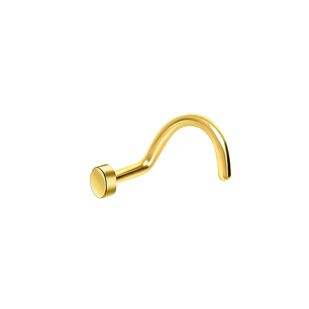 Steel 316L Gold Ti-PVD Coated Nose Spiral with Flat Disc -18GA(1.0mm)