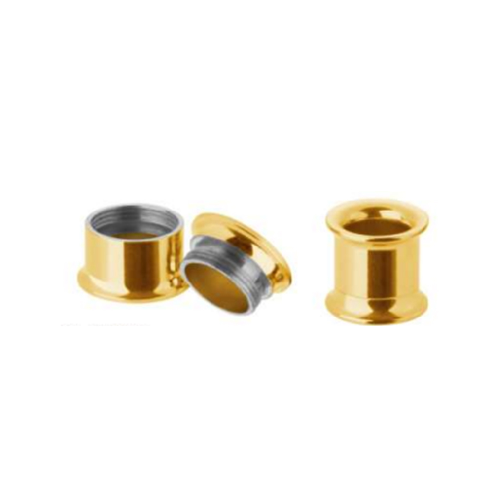 Steel 316L Gold Ti-PVD Coated Double Flared Tunnel, Internal Thread 