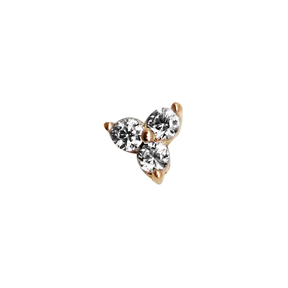 14K Real Gold Top with Cubic Zirconia Design - Internally Threaded - 18GA(1.0mm)   