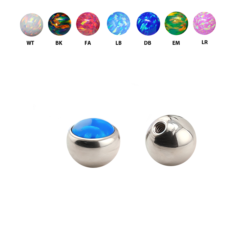 Steel 316L Screwball with Opal - 16GA(1.2mm)