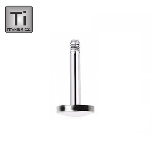 Titanium G23 Labret without ball (One Piece with Rounded Bottom Plate - 16GA(1.2mm)