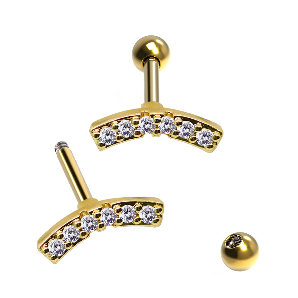 Steel 316L Barbell in Fashion Design with Crystals - CC Crystal Clear