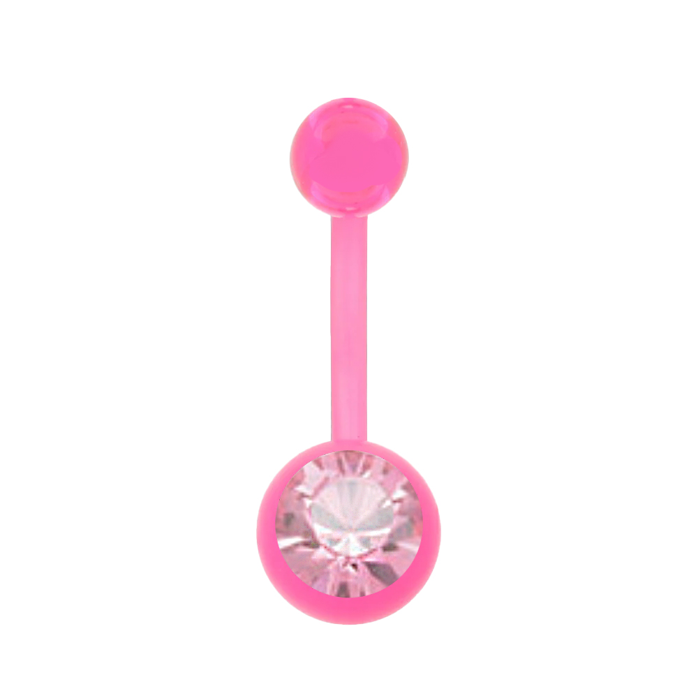 Pink Acrylic Bananabell - Single Crystal - 14GA(1.6mm)