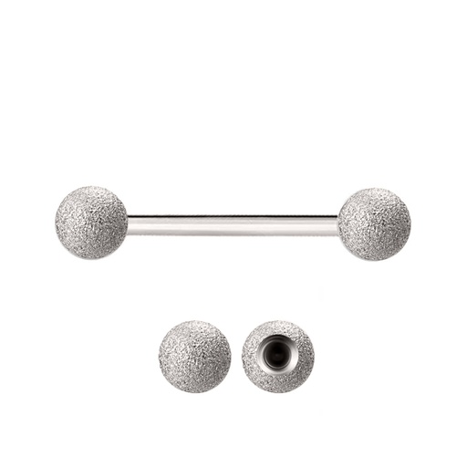 Steel 316L Barbell with Sandblasted Screwballs - 16GA(1.2mm)