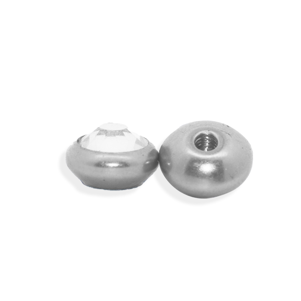Steel 316L Screw UFO Ball with Crystal - 14GA(1.6mm)