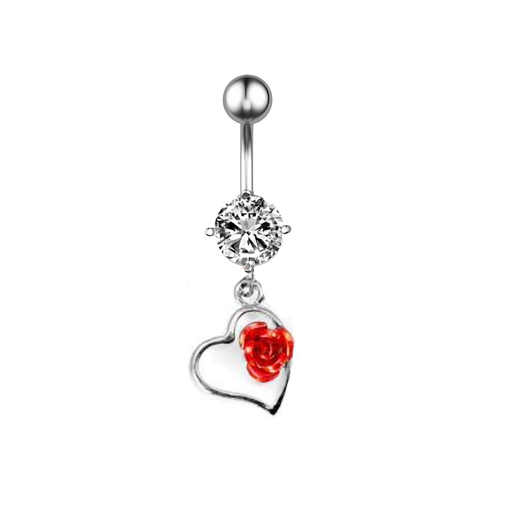Steel 316L Belly Button Banana with CZ Stone Setting in Fashion Design -14GA(1.6mm)