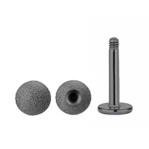 Steel 316L Black PVD Titanium Coated Labret with Sandblasted Screwball - 14GA(1.6mm)