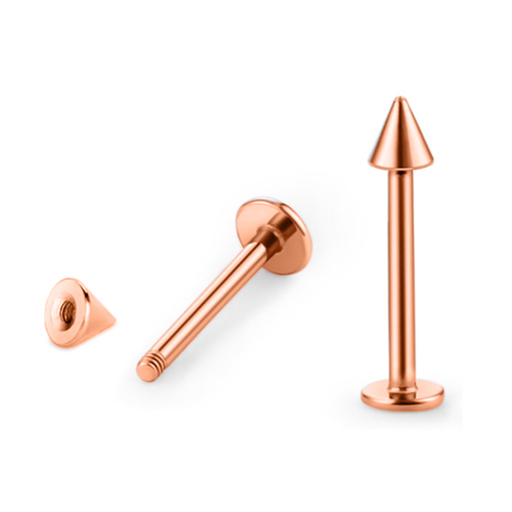 Steel 316L Rose Gold PVD Titanium Coated Labret with Cone - 16GA(1.2mm)   