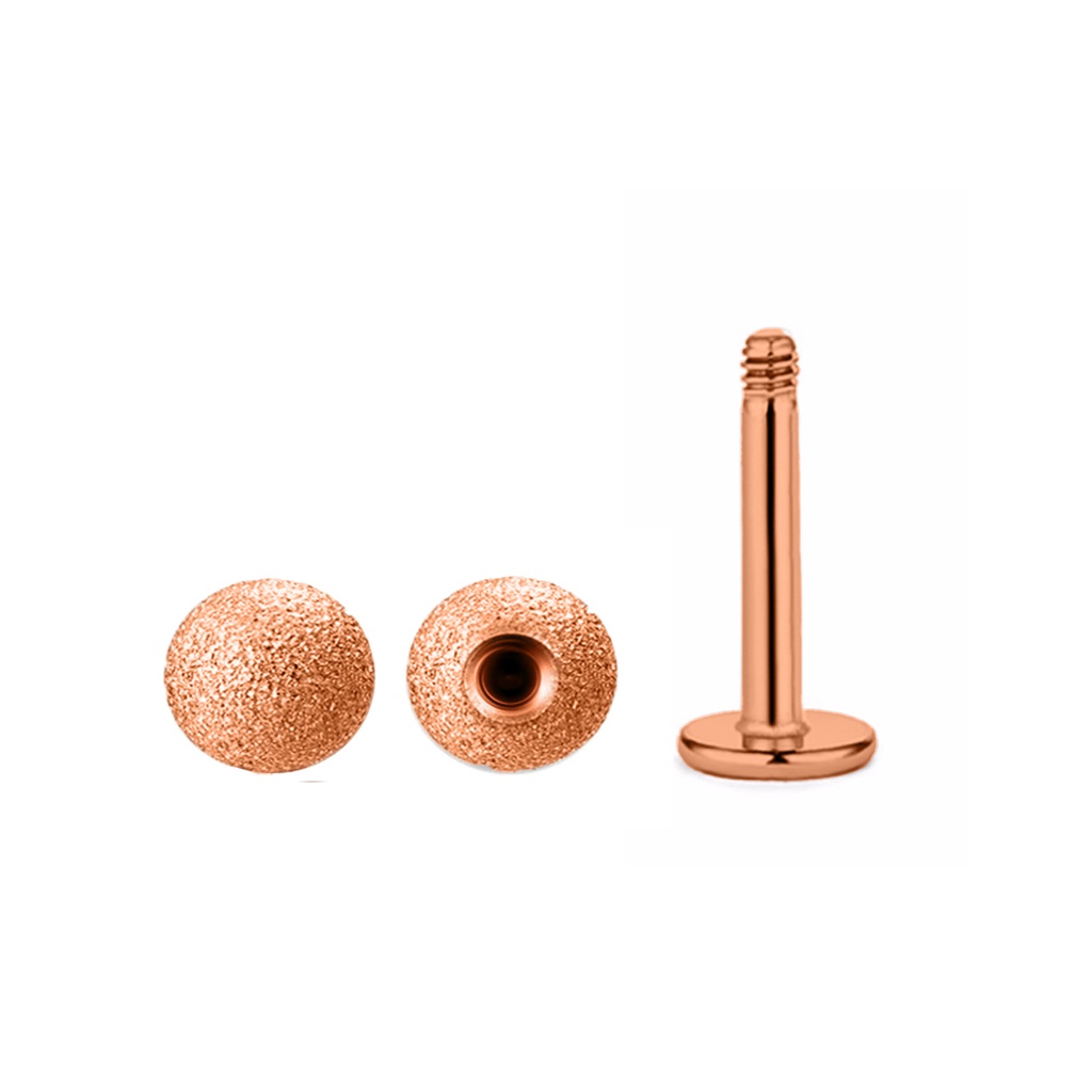 Steel 316L Rose Gold Ti-PVD Labret with Sandblasted Screwball - 14GA(1.6mm)   