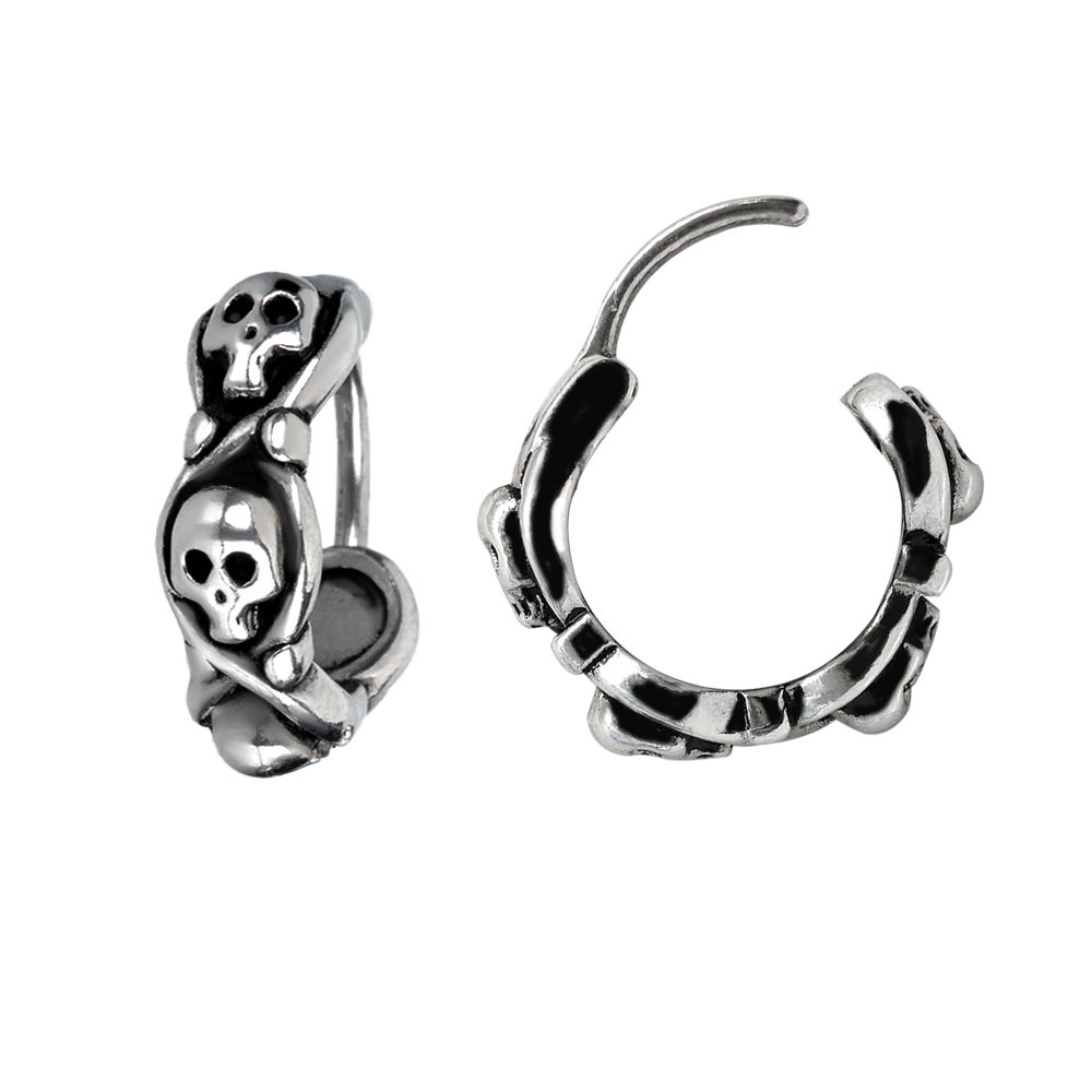 Steel 316L Casting Hinged Segment Ring Clicker with Skull Pattern Design