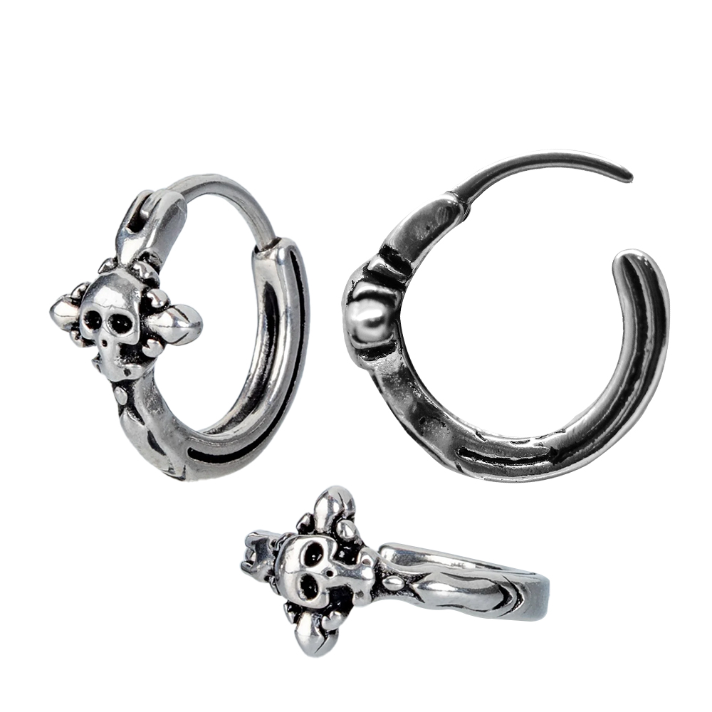Steel 316L Casting Hinged Segment Ring Clicker with Gothic Skull Cross Design