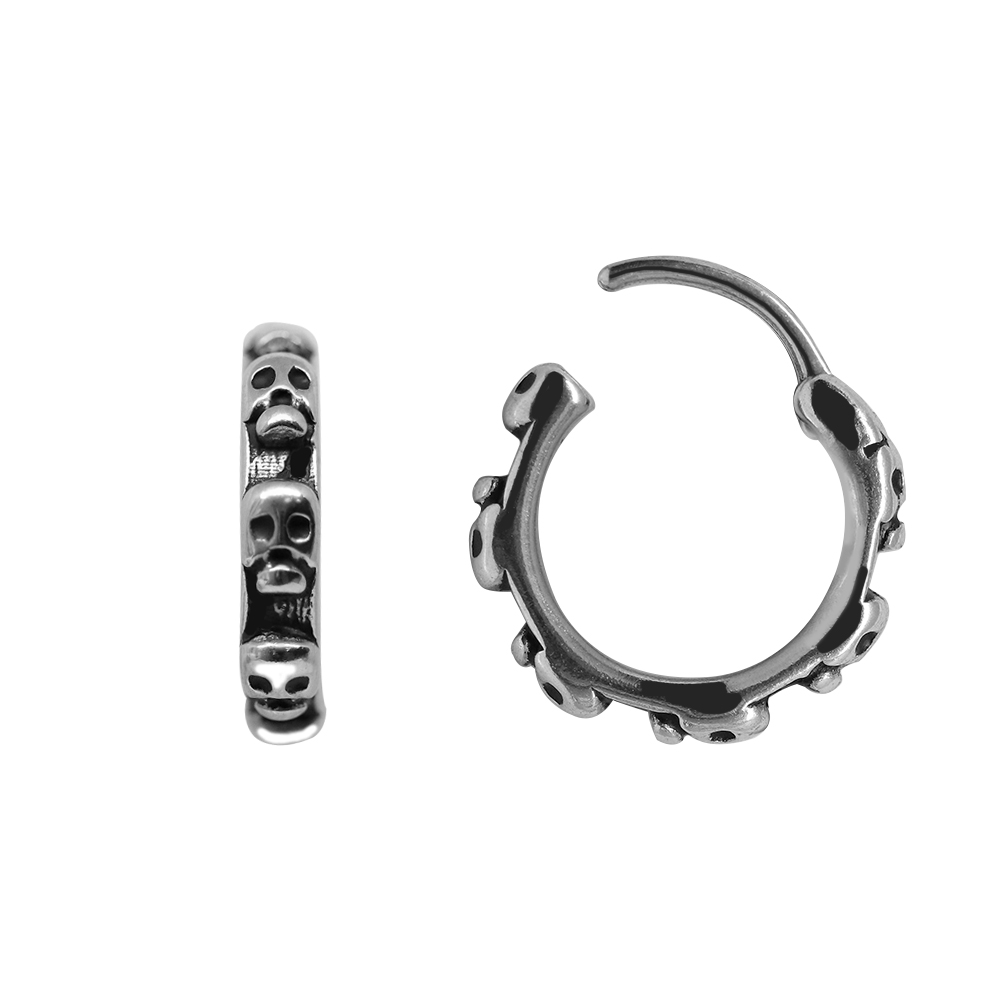 Steel 316L Casting Hinged Segment Ring Clicker  with Skull Design