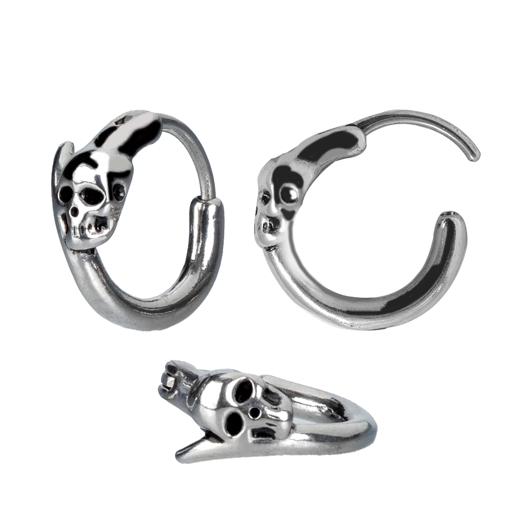 Steel  316L Casting Hinged Segment Ring Clicker with Wrapped Skull Design