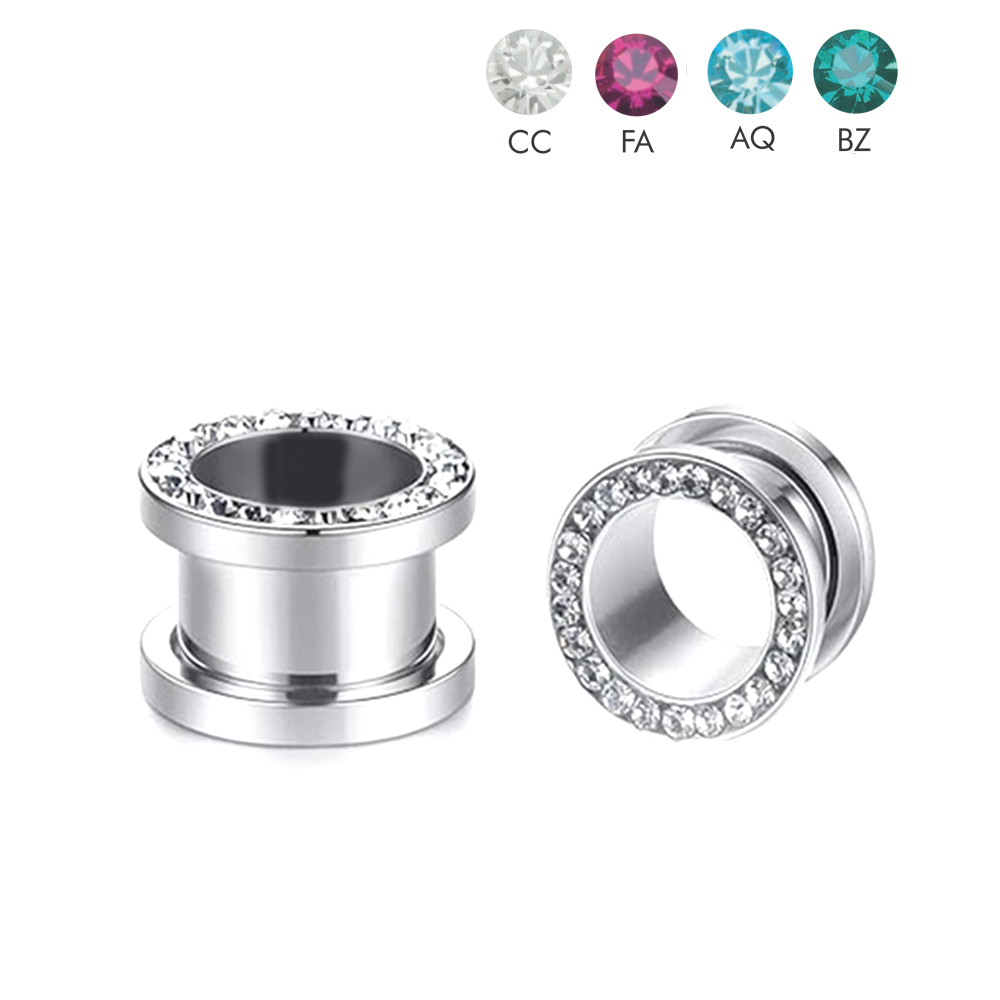 Steel 316L Hard Edge Gem Rimmed Tunnel
