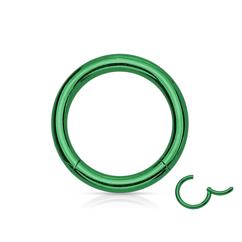 Steel 316L Green Ti-PVD Coated Hinged Segment Ring Clicker