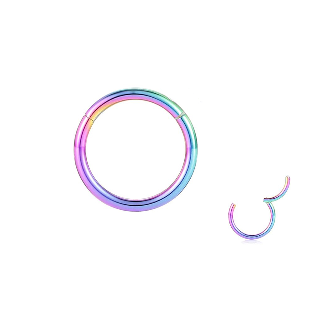 Steel 316L Rainbow PVD Titanium Coated Hinged Segment Ring Clicker
