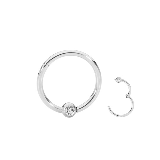 Steel 316L Hinged Segment Ring Clicker with Clip-in Crystal Ball 