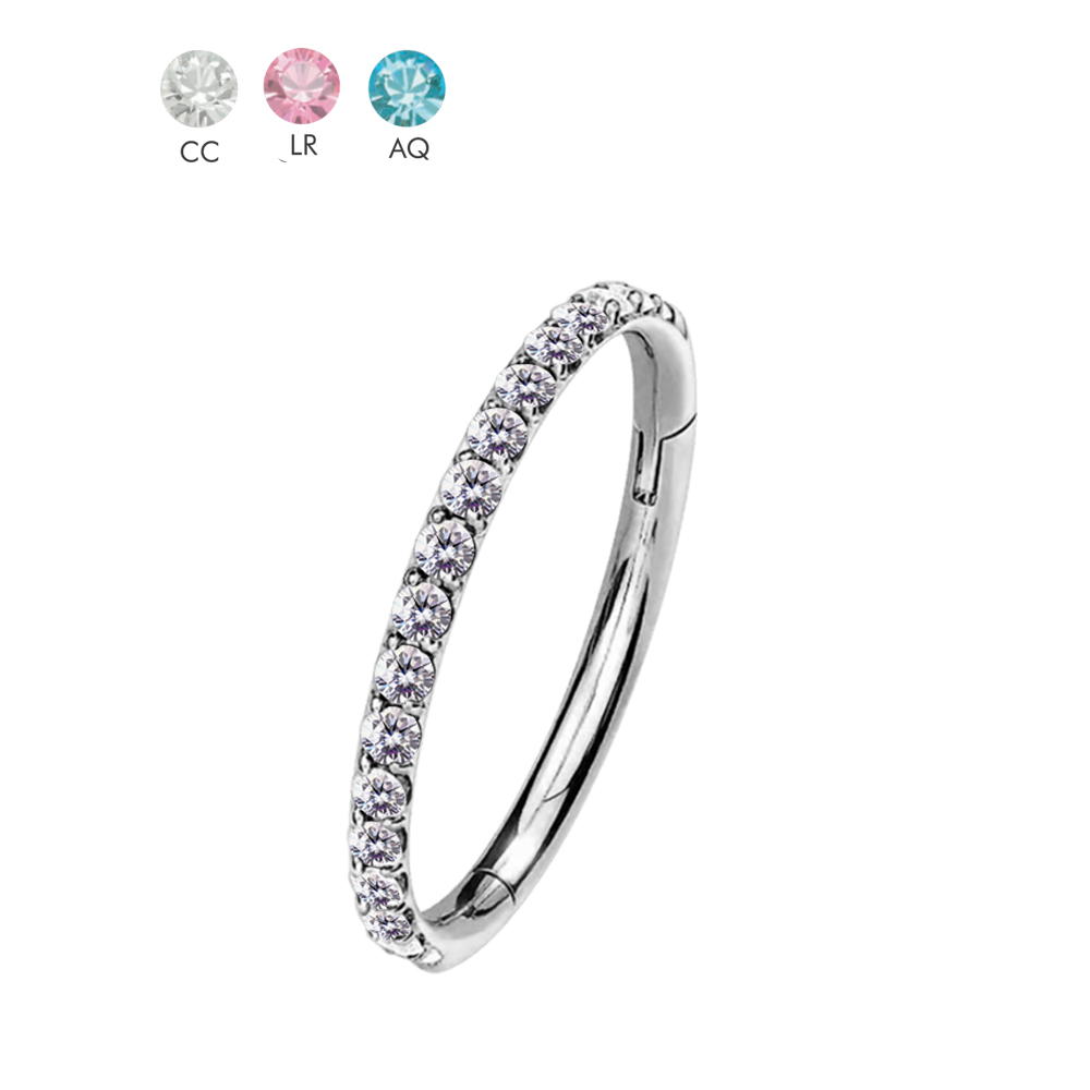 Steel 316L Hinged Segment Ring Clicker with Crystal 