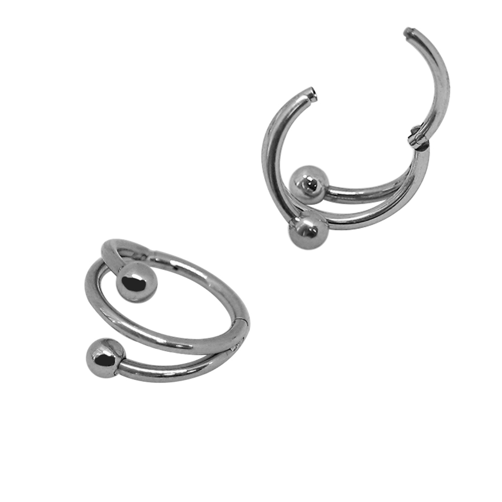 Steel 316L Hinged Segment Ring Clicker Spiral with Balls 