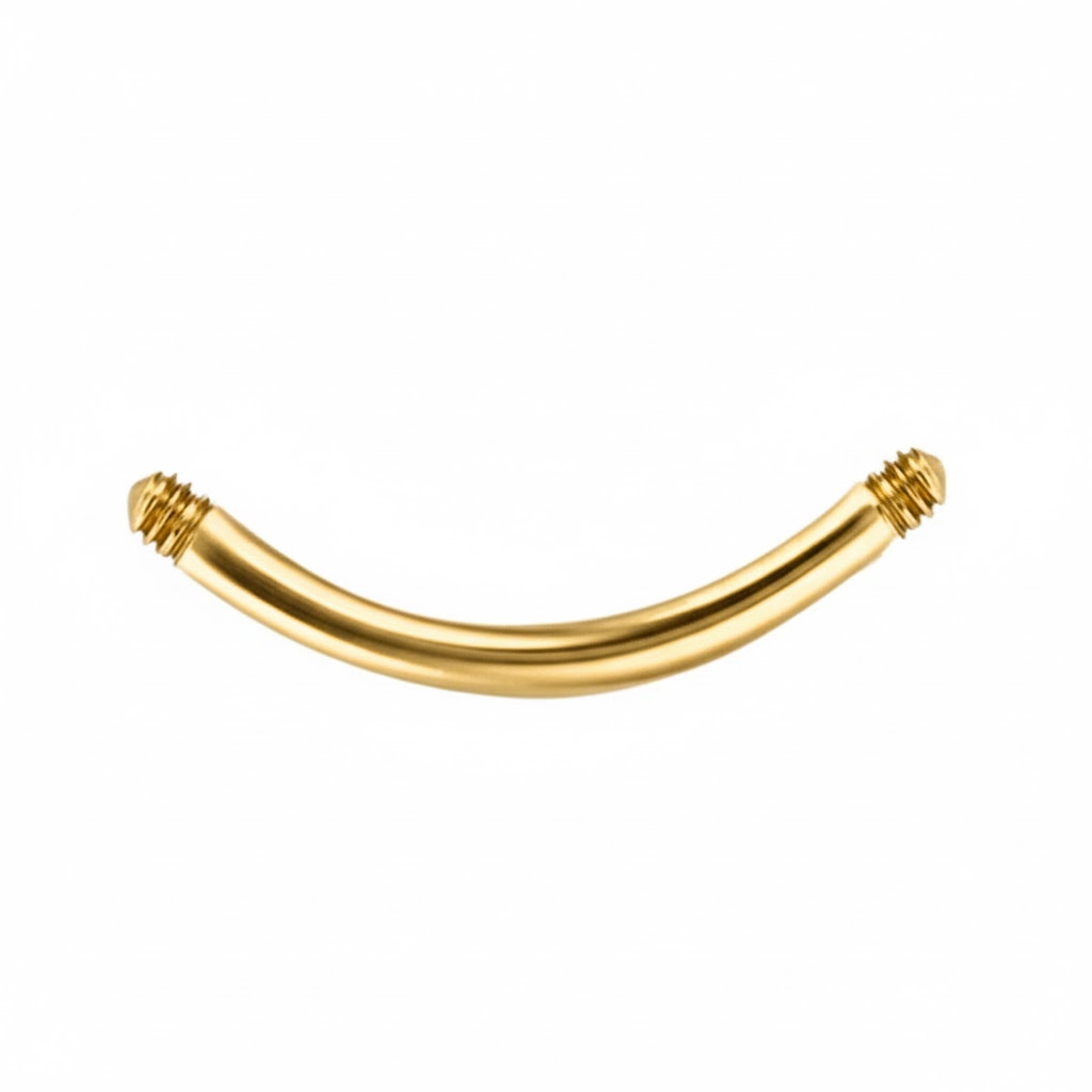 Steel 316L Gold Ti-PVD Coated Bananabell without Screwballs - 14GA(1.6mm) 