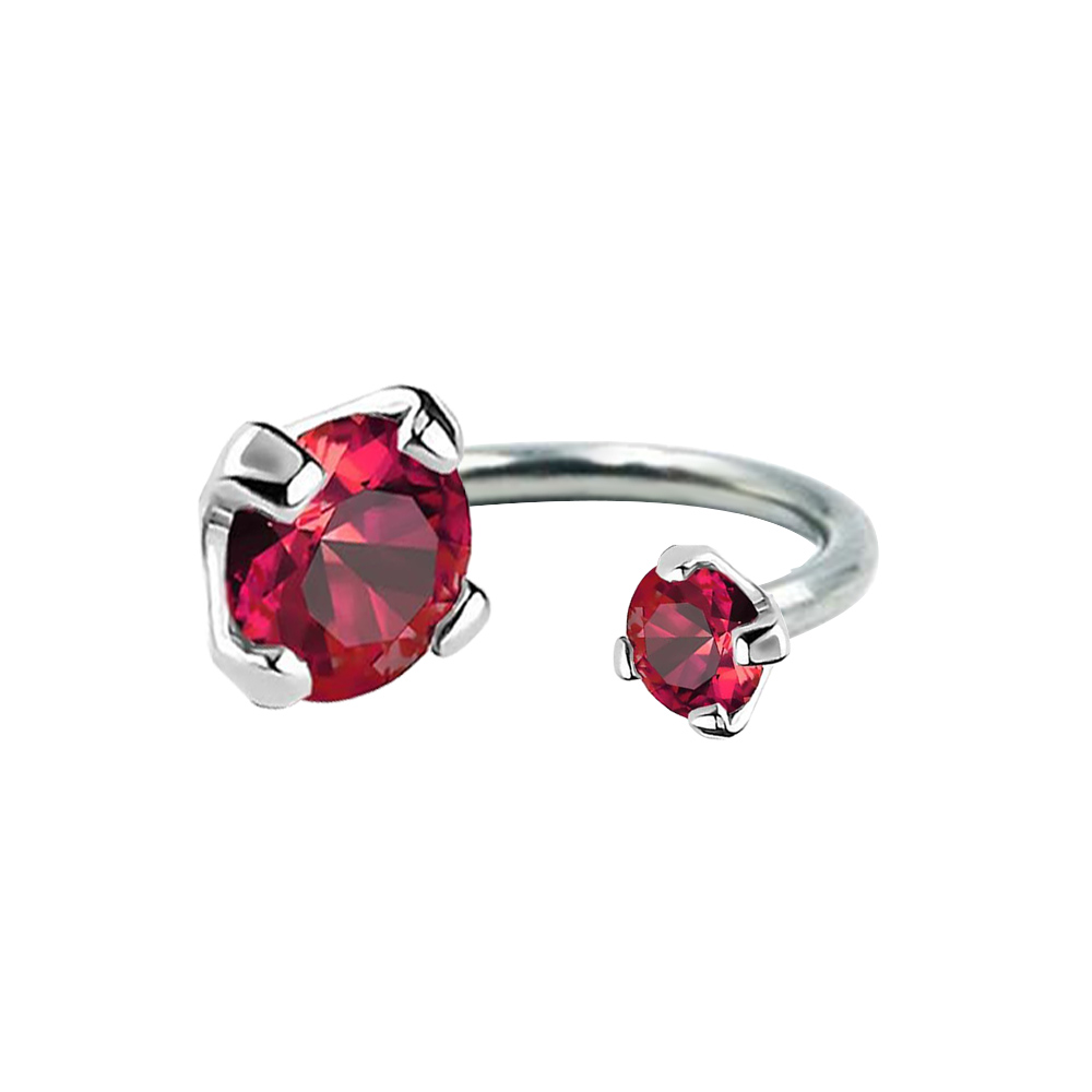 Steel 316L Circular Barbell with Internally Screw Claw Setting Round Cubic Zirconia (single colored stone)  - 16GA(1.2mm)