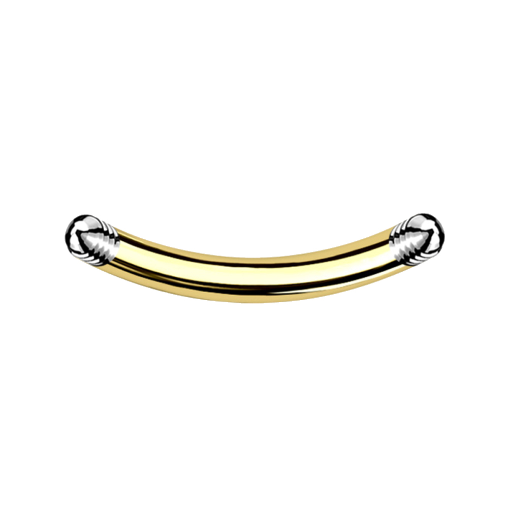 Steel 316L Gold Ti-PVD Coated Bananabell without Screwballs - 16GA(1.2mm) 