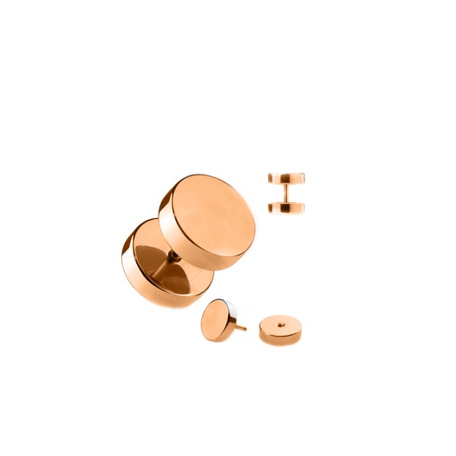 Steel 316L Rose Gold PVD Titanium Coated Ear Fake Plug with Disc Thickness 2.5mm - 16GA(1.2mm)