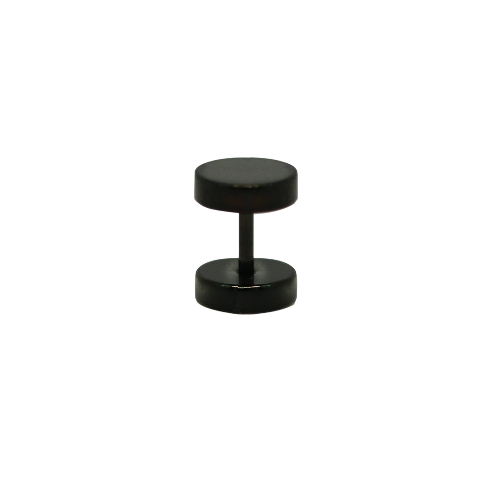 Steel 316L Black PVD Titanium Coated Ear Fake Plug with Disc Thickness 2.5mm - 16GA(1.2mm)   