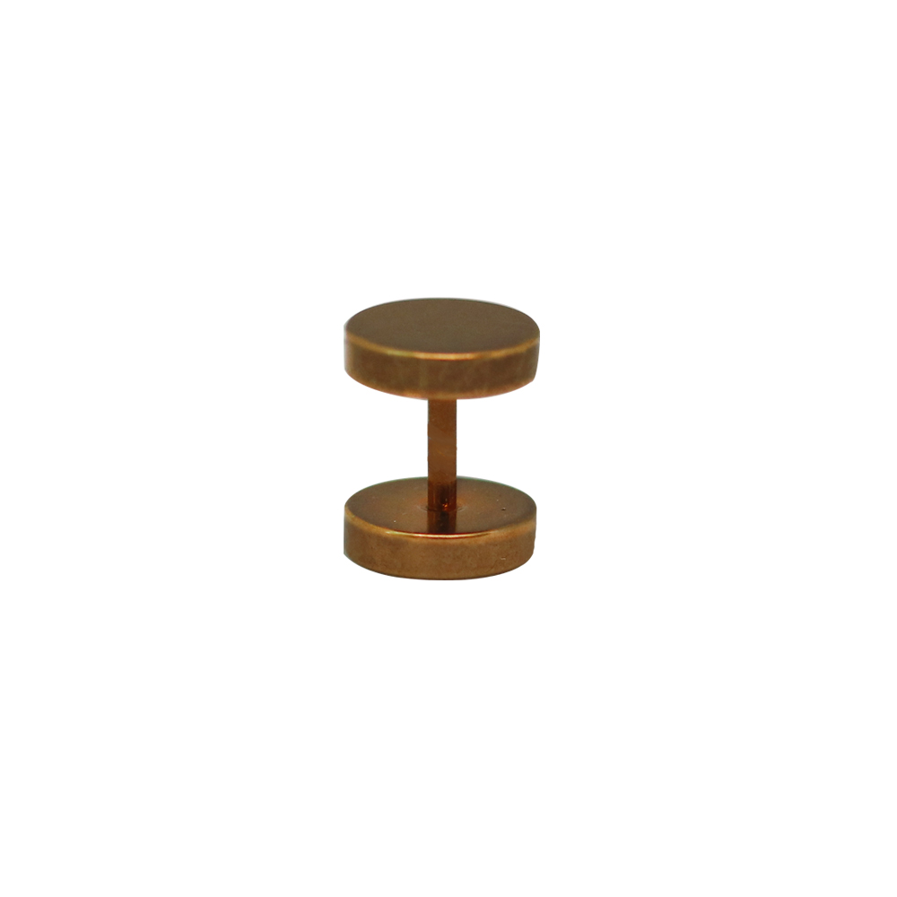 Steel 316L Antique Rose Ti-Gold PVD Coated Ear Fake Plug with Disc Thickness 2.5mm - 16GA(1.2mm)  