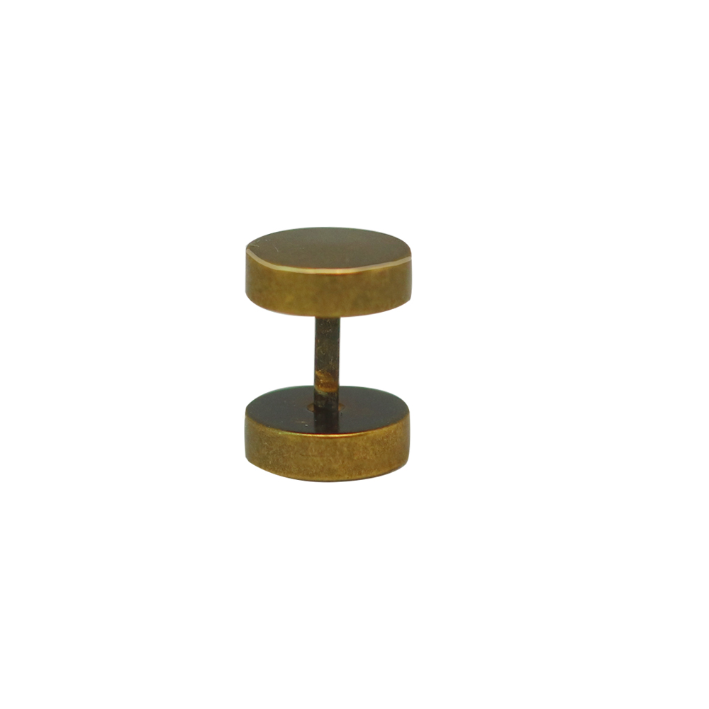 Steel 316L Antique Gold Ti-PVD Coated Ear Fake Plug with Disc Thickness 2.5mm - 16GA(1.2mm)   