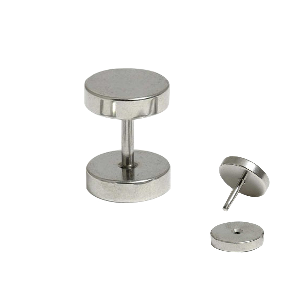 Steel 316L Ear Fake Plug with Disc Thickness 3.5mm - 16GA(1.2mm)