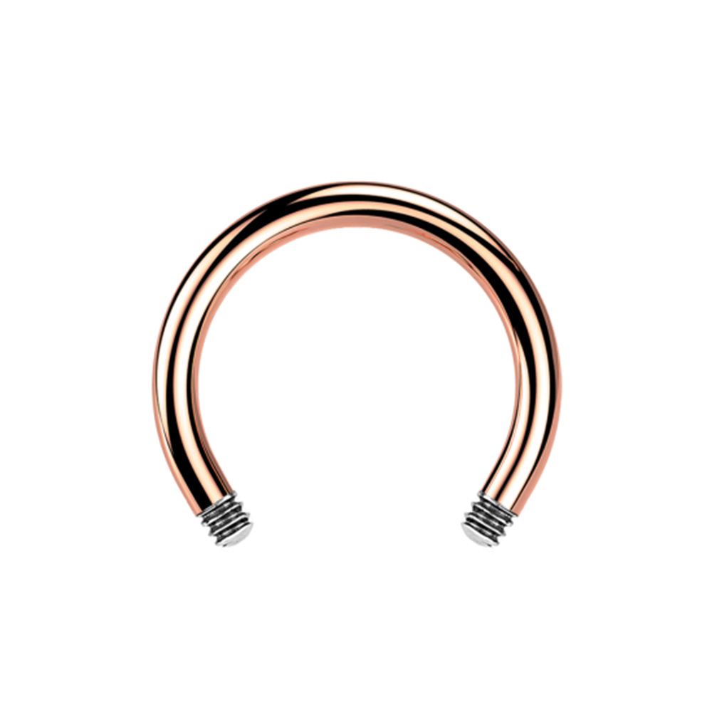 Steel 316L Rose Gold Ti-PVD Coated Circular Barbell without Screwballs- 16GA(1.2mm)  