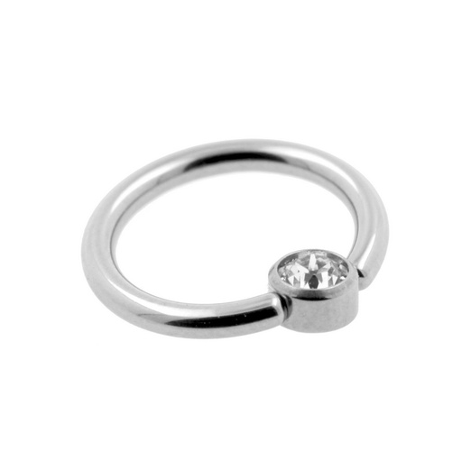 Steel 316L BCR with 3mm Flat Setted Crystal Disc - 16GA(1.2mm)