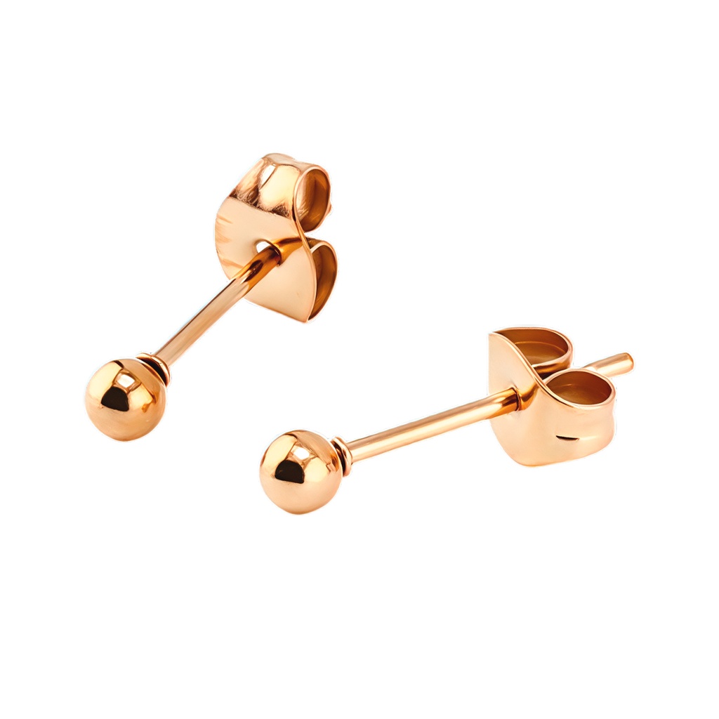  Steel 316L Rose Gold PVD Coated Ear Stud with Polished Ball