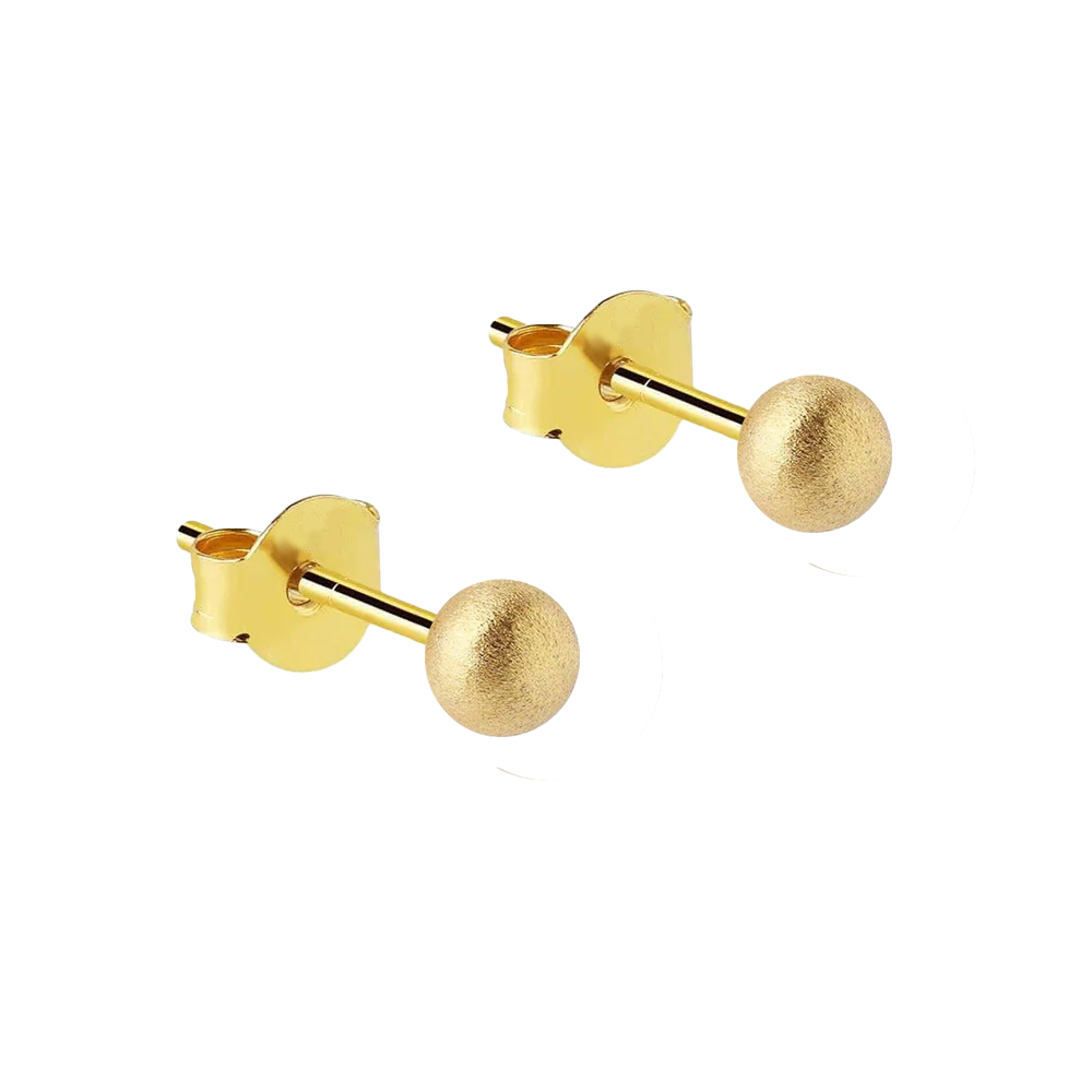 Steel 316L Gold PVD Coated Ear Stud with Sandblasted Ball