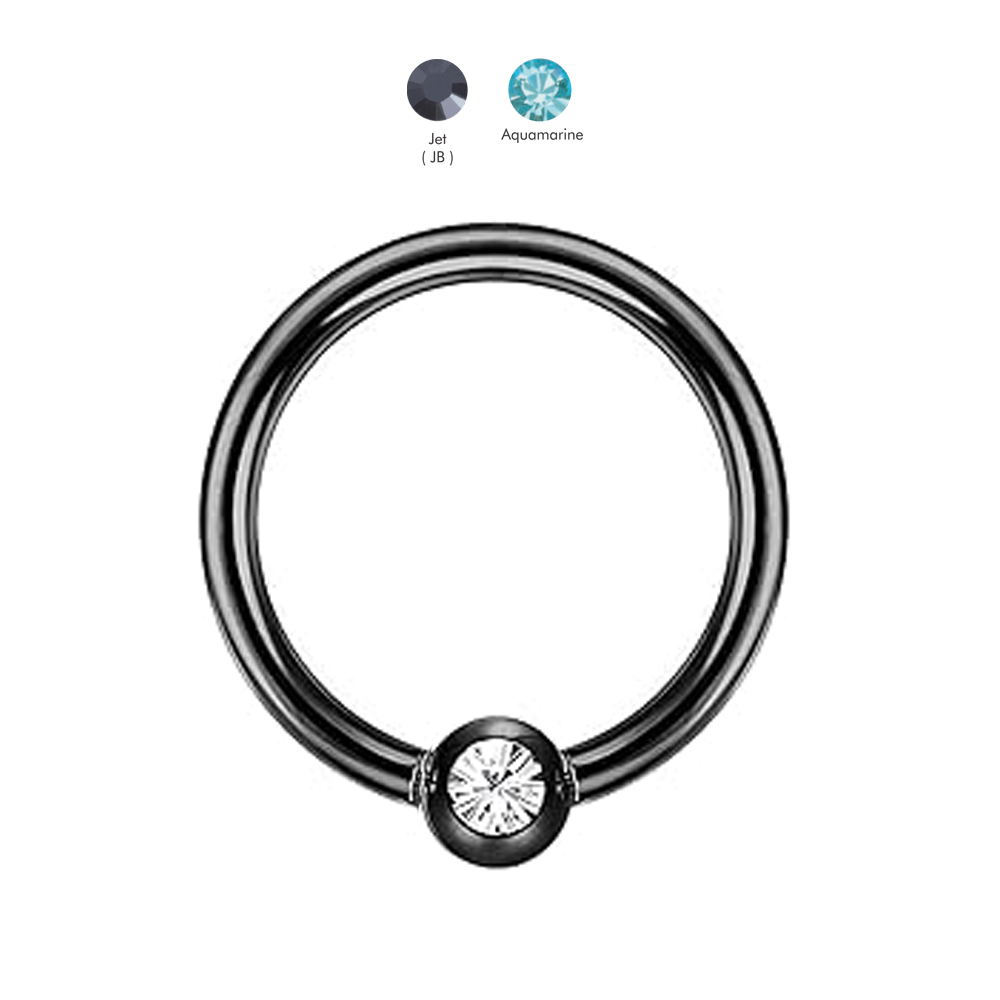 Steel 316L Black PVD Titanium Coated BCR with 4mm Crystal Clip-in Ball 