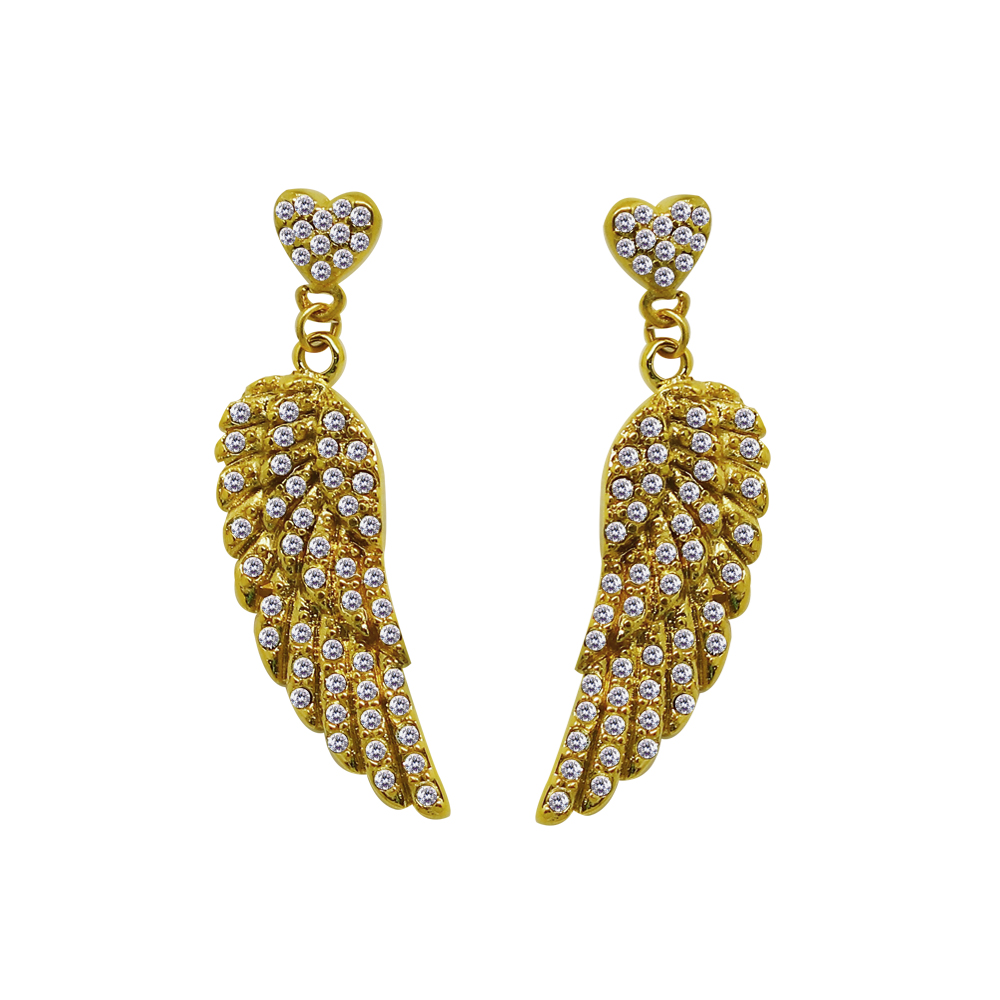Steel 316L Earing Stud with Crystal White Feather
