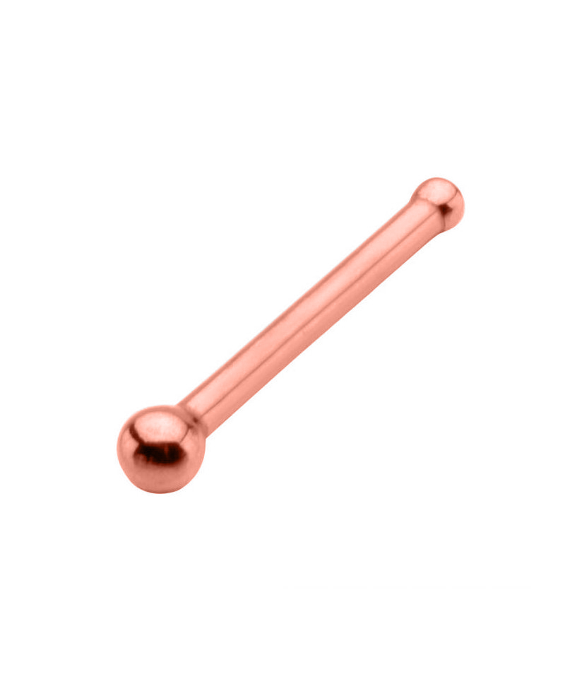 Steel 316L Rose Gold Ti-PVD Coated Nose Pin with Non-Screwable Ball - 18GA(1.0mm)