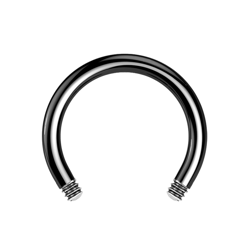 Steel 316L Black Ti-PVD Coated Circular Barbell without Screwballs- 14GA(1.6mm)  