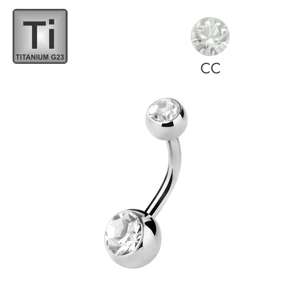 Titanium G23 Bananabell with Double Crystal (4+6mm) - 14GA(1.6mm)
