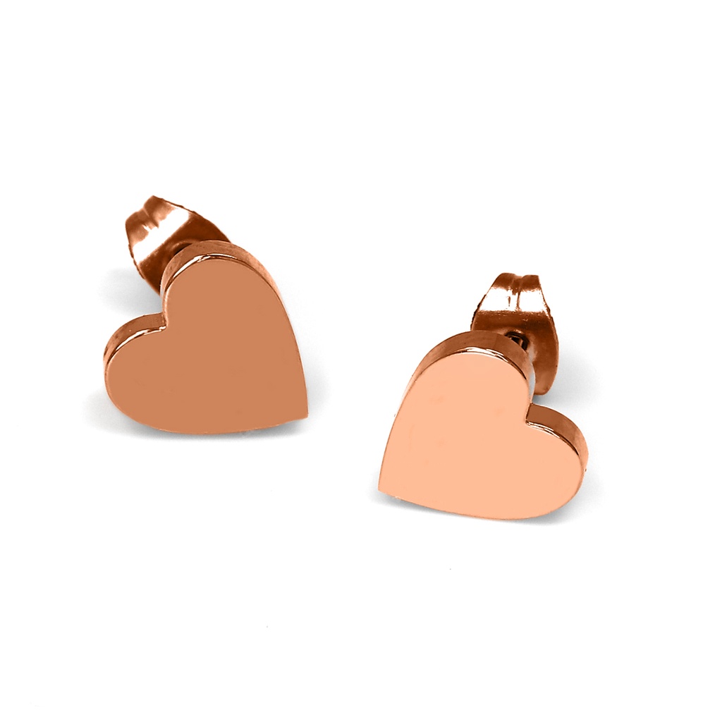 Steel 316L Rose Gold PVD Titanium coated Ear Stud in Heart Design 