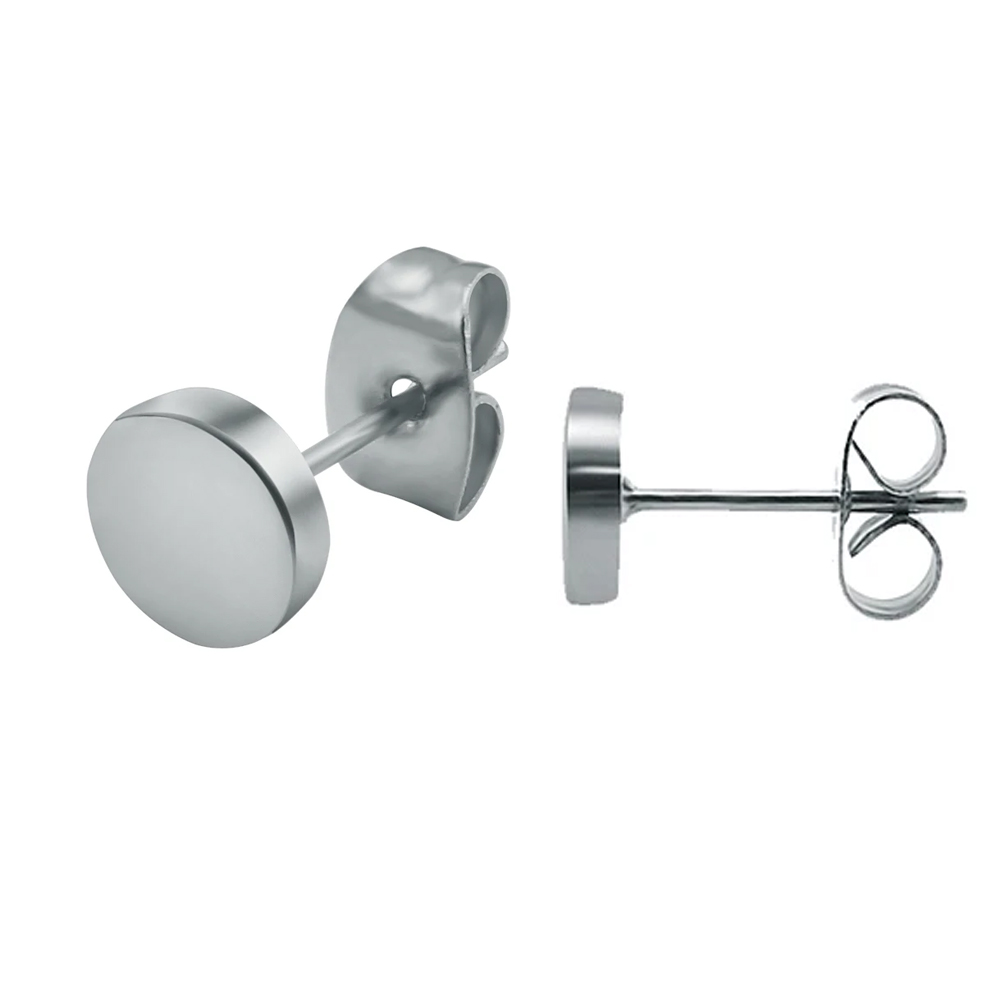 Steel 316L Ear Stud in Round Disc Design 