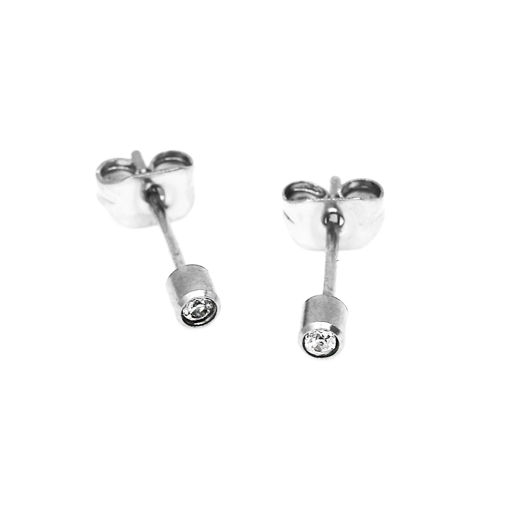 Steel 316L Ear Stud with Setted Crystal - CC- Crystal Clear  